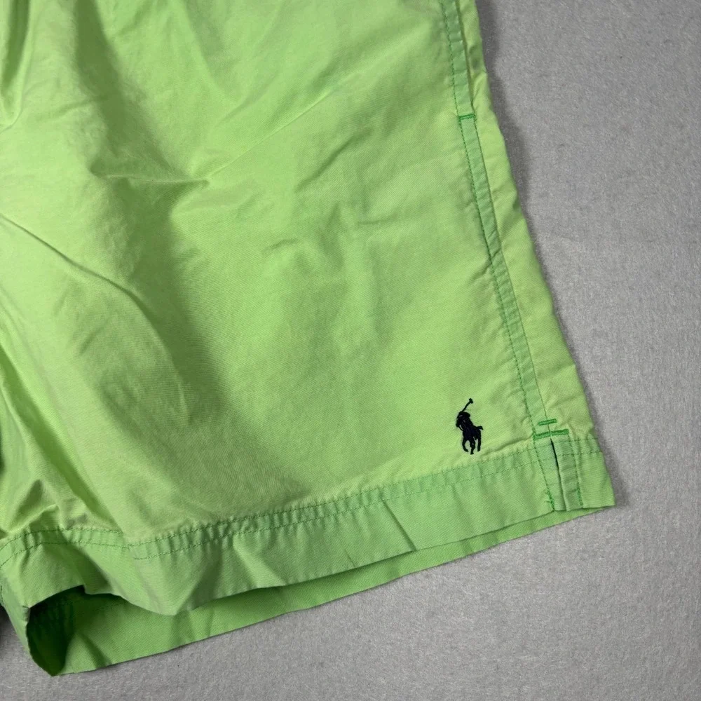 Polo Sport Mens Medium M Green Swim Trunks Shorts Pony Faded Lined Vintage VTG